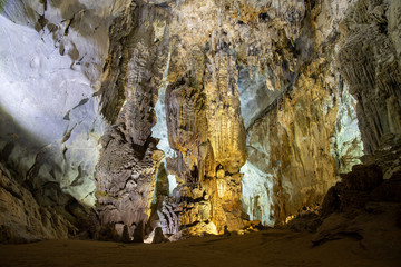 Rock pillars and columns in a cave