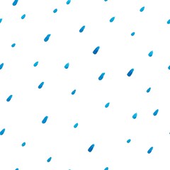 Watercolor seamless vector pattern. Blue strokes of paint isolated on white background. Watercolor stains, splash, rain, water, drops. Tie dye Ornament. Hand drawn Cozy vector stock illustration