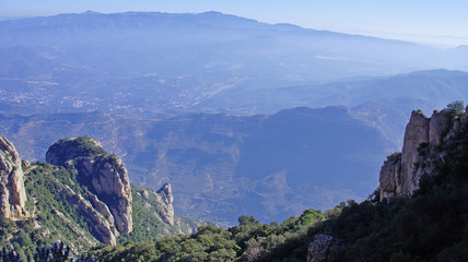 
Monserat Mountains in Catalonia. Spain. The rocky mountains of Moncerat rise above the Catalan lands.