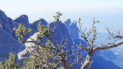 
Monserat Mountains in Catalonia. Spain. The rocky mountains of Moncerat rise above the Catalan lands.