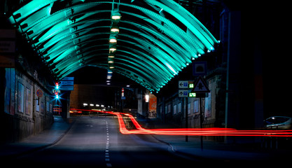 Tunnel Johannisstrasse in Köln bei Nacht