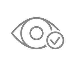 Human eye with tick checkmark line icon. Healthy visual organ symbol