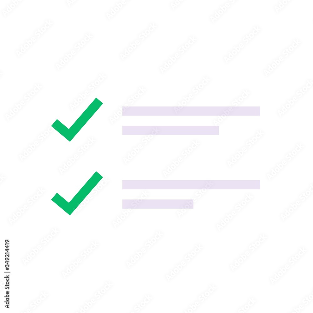 Fototapete Check list vector symbol element for checklist form with checkmarks or task to-do ticks with checkboxes ui design for survey or questionary exam or test document isolated on white