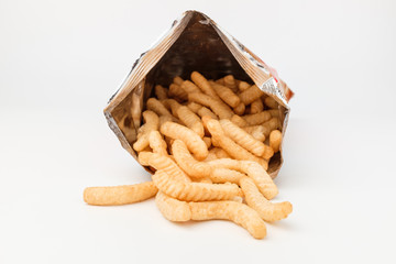 Sweets with shrimp flavor on white background