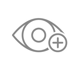 Fototapeta premium Human eye with plus line icon. Healthy visual organ, hyperopia symbol