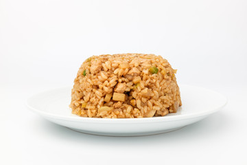 Fried rice on white background