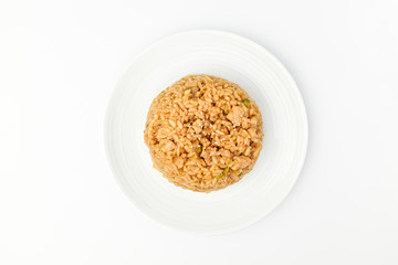 Fried rice on white background