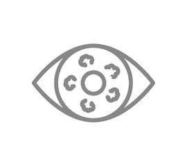 Human eye with tumors line icon. Eye cancer, disease visual organ, retinoblastoma symbol