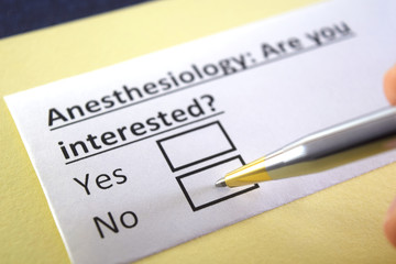 Fototapeta premium One person is answering question about Anesthesiology.