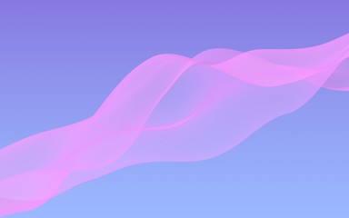 Pink wave on blue sky abstract background. Fluttering pink scarf. Waving on wind pink fabric. 3D illustration