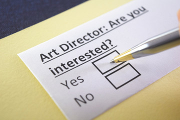 Fototapeta premium One person is answering question about art director.