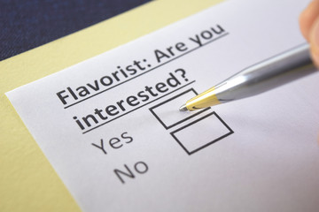 Obraz premium One person is answering question about flavourist.