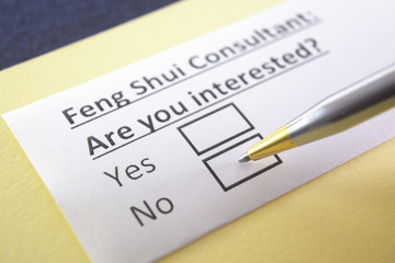 Obraz premium One person is answering question about feng shui consultant.