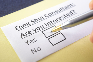 Obraz premium One person is answering question about feng shui consultant.