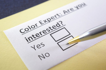 Obraz premium One person is answering question about color expert.