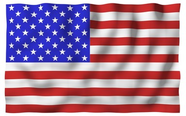 Obraz premium Waving flag of the United States of America. Stars and Stripes. State symbol of the USA. 3D illustration