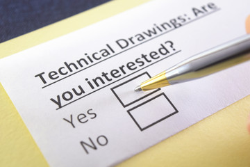 Obraz premium One person is answering question about technical drawings.