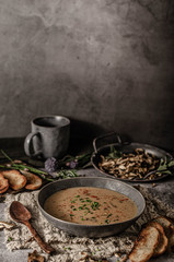 Fox mushrooms soup