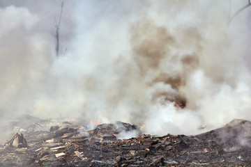 Fire and smoke on the illegal dump
