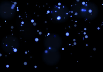 Blue bokeh. Overlay light background. Sparkle effect with particles. Magic stardust. Glitter blur texture.