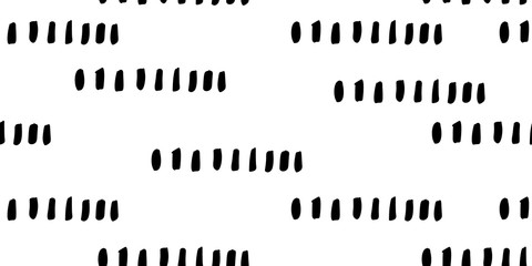 Black hand drawn stripes seamless monohrome pattern. Different elements