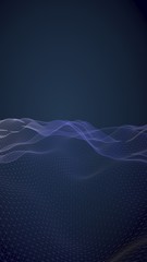 Abstract landscape on a blue background. Cyberspace grid. hi tech network. 3d technology illustration. 3D illustration
