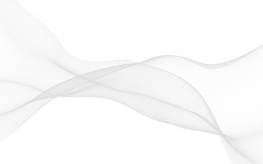 White abstract background. Fluttering white scarf. Waving on wind white fabric. 3D illustration