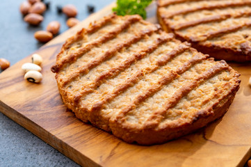 Meat free grilled vegan steakes, healthy food concept