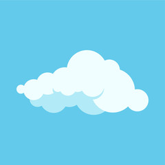Cloud icon isolated on blue sky background.