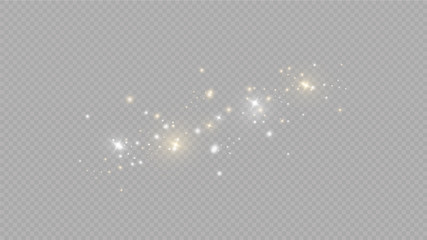 Christmas golden dust, yellow sparks and golden stars shine with a special light. Vector sparkles with sparkling magic dust particles.
