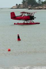 Magnetic Island, Queensland, Australia - April 2007: Floatplane moored in the bay © timsimages.uk
