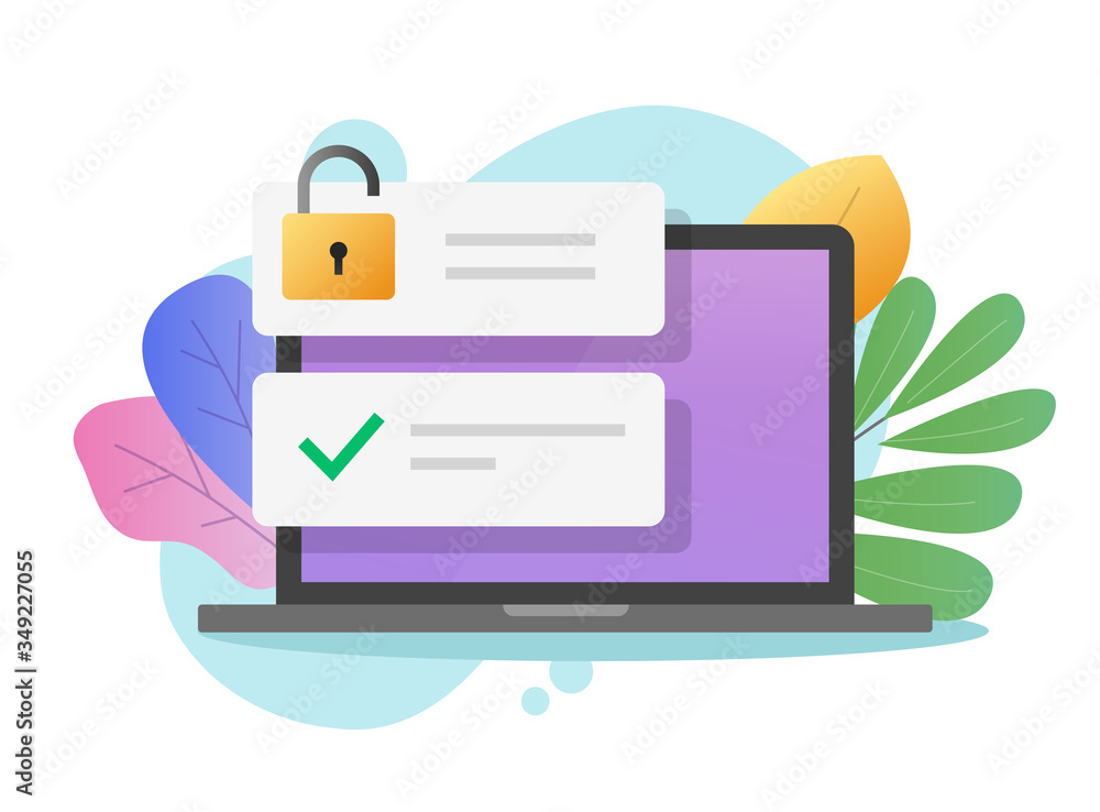 Poster password field secure access with open lock on laptop computer or internet privacy technology vector