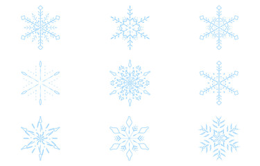 Fototapeta premium 青い雪の結晶のベクターイラスト
