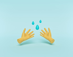 Hand wash, Clean hands concept icon. minimal symbol. 3d rendering