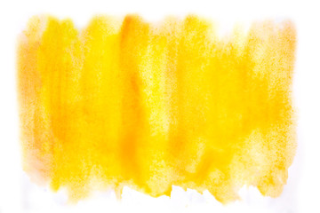 Naklejka na ściany i meble Abstract yellow orange watercolor background on white. Copy space.