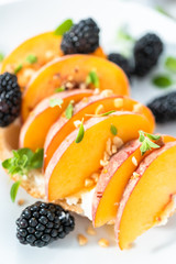 Peach ricotta toast