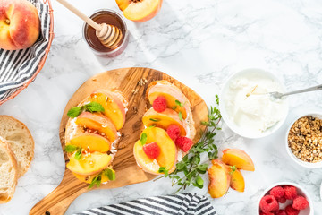 Peach ricotta toast