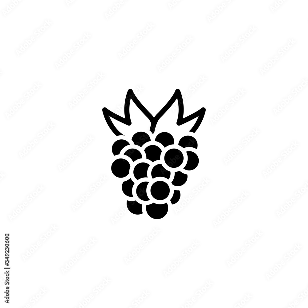 Poster raspberry leaf vector icon in black solid flat design icon isolated on white background
