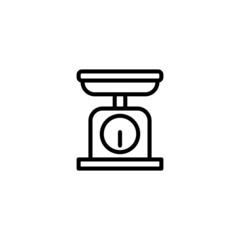 Scale balanced tool vector icon in linear, outline icon isolated on white background