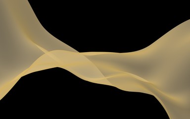 Abstract wave. Scarf. Bright ribbon on black background. Abstract smoke. Raster air background. 3D illustration