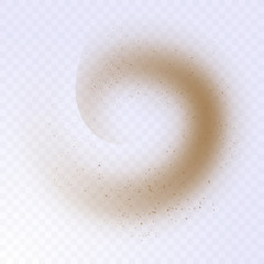 Dust cloud with particles. Realistic vector illustration on transparent background. Sandstorm explosion.