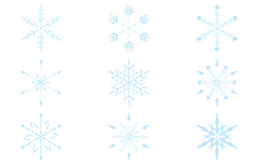 Fototapeta premium 青い雪の結晶のベクターイラスト