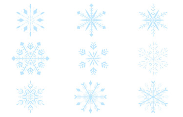 Fototapeta premium 青い雪の結晶のベクターイラスト