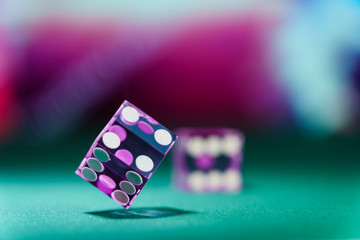 Casino purple dice at the casino
