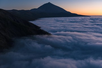 Sunset clouds above in Teide National Park Tenerife island Canaris