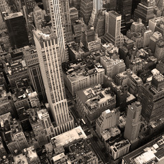 New York City from above in sepia