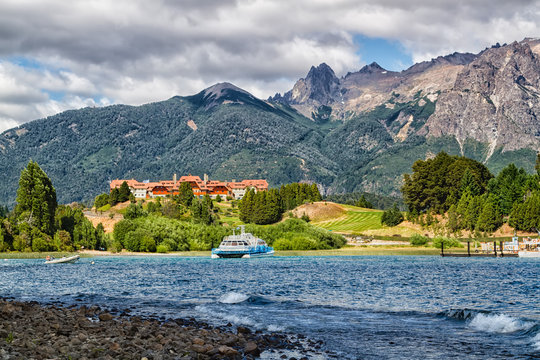 Nahuel Huapi lake, Bariloche, Patagonia, Argentina. Llao Llao resort in the background.