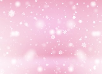Pink abstract background. white light and snowflakes Christmas blurred beautiful shiny lights use wallpaper backdrop and your product.