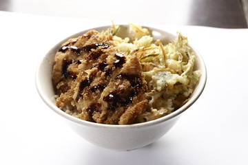 Bowl of rice and fried chicken