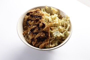 Bowl of rice and fried chicken